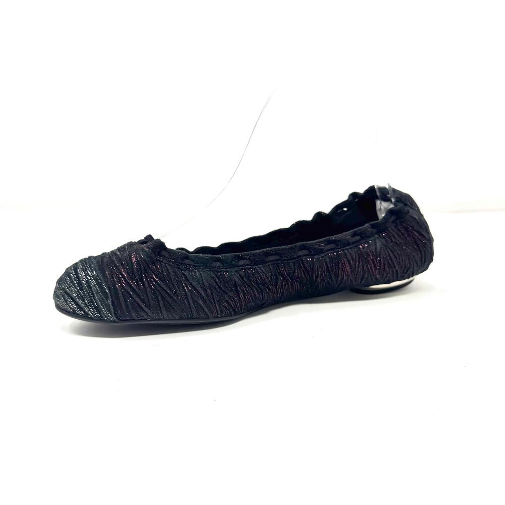 Chanel Black Fabric Ballet Flats with Pink Lurex Thread CC Logo 36.5 Rare Runway